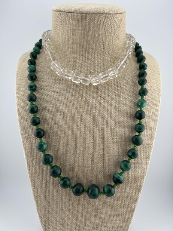 Antique Necklaces - Malachite & Rock Crystal (1 of 8)