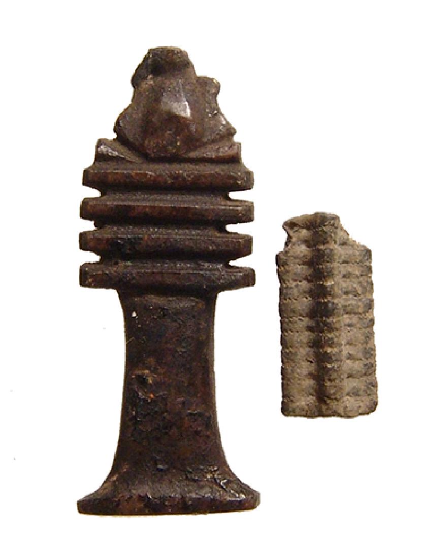 An Egyptian stone amulet of the Djed column of Osiris (1 of 2)