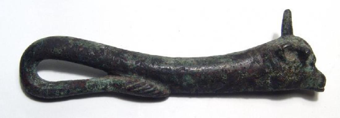 A Near Eastern bronze handle in form of a bull (1 of 4)