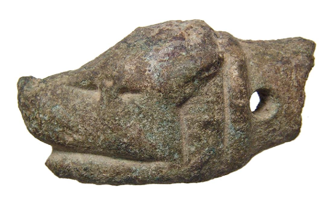 Roman bronze attachment in the form of canine head (1 of 2)