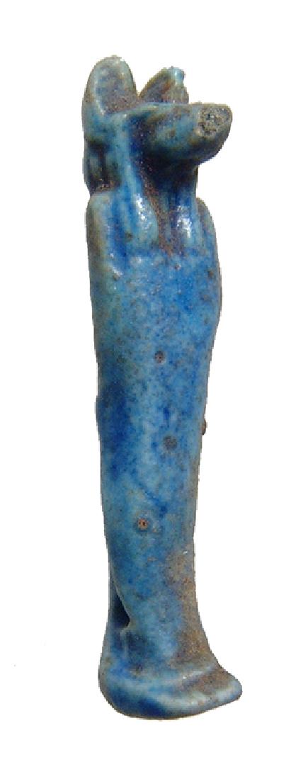 Beautiful Egyptian blue-glazed faience amulet of Anubis (1 of 4)