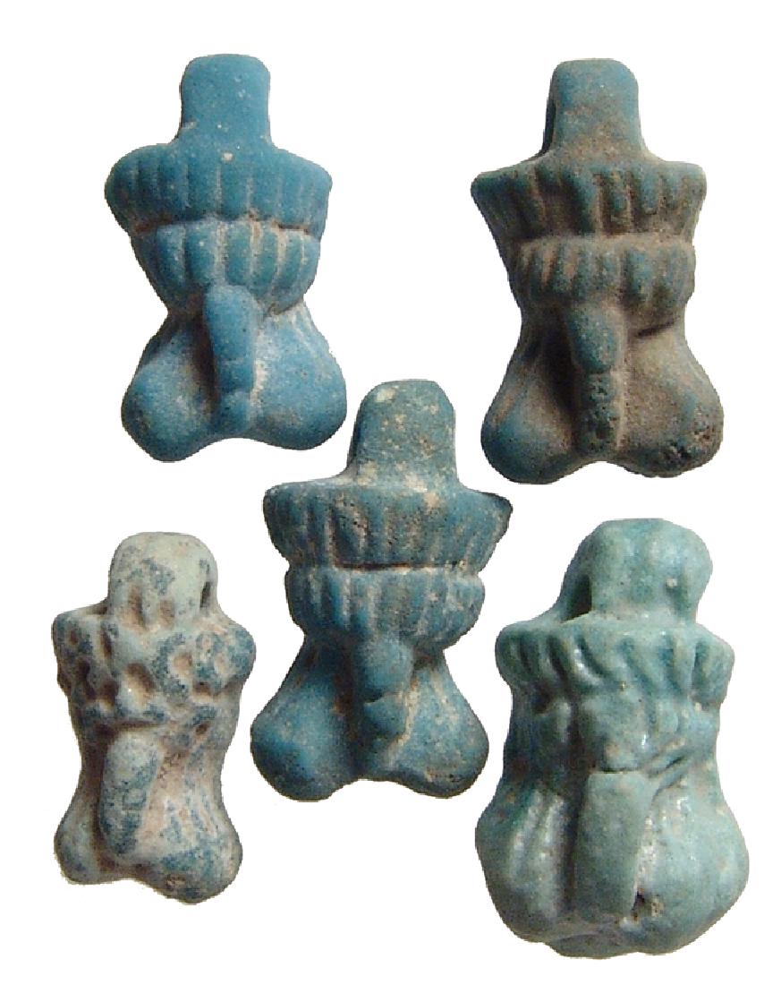 A group of 5 Roman-Egyptian faience phallic amulet (1 of 2)