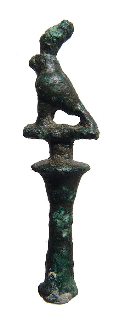 An Egyptian bronze figurine of Horus as a falcon (1 of 2)