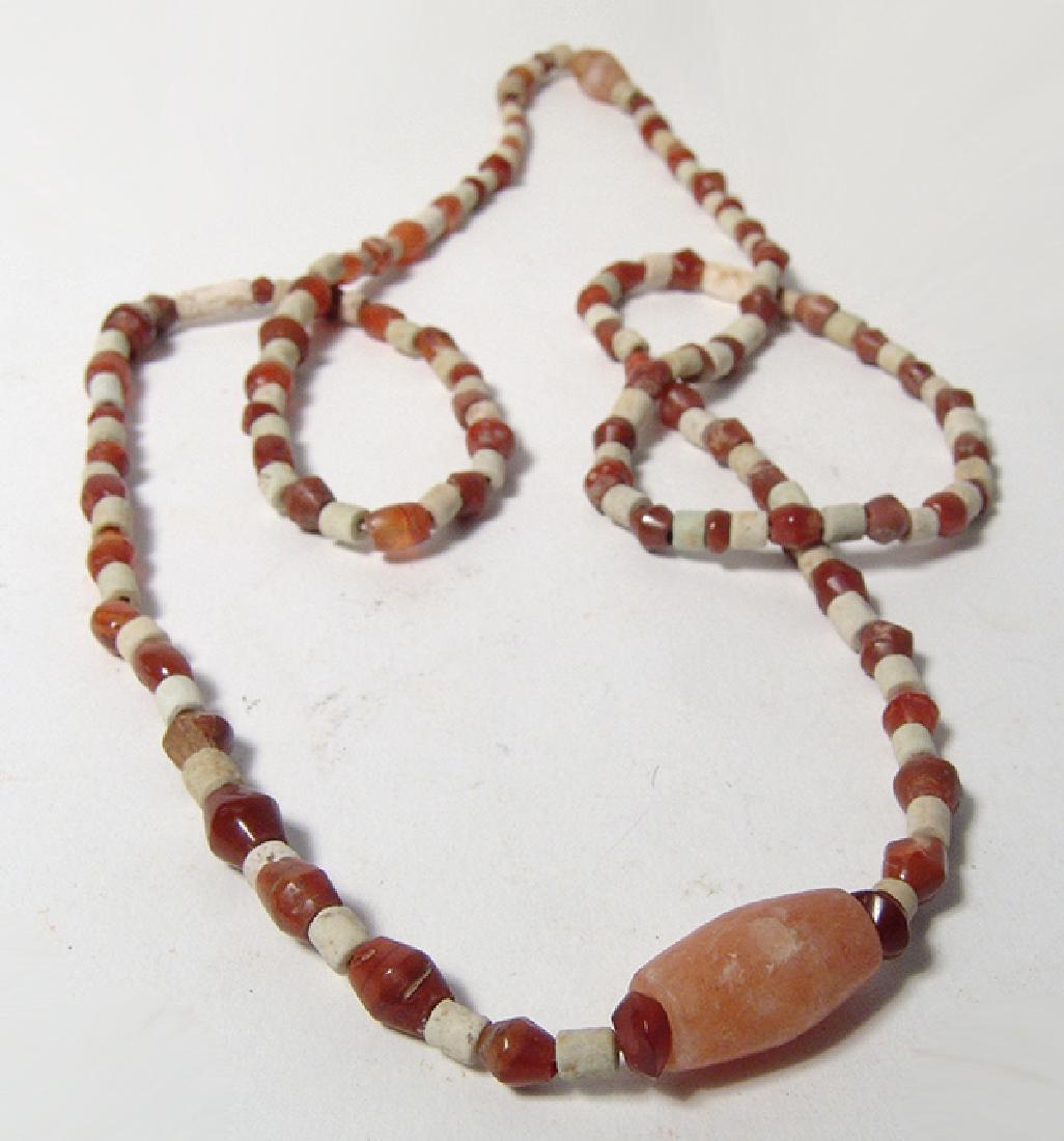 A nice Sasanian faience and carnelian beaded necklace (1 of 2)
