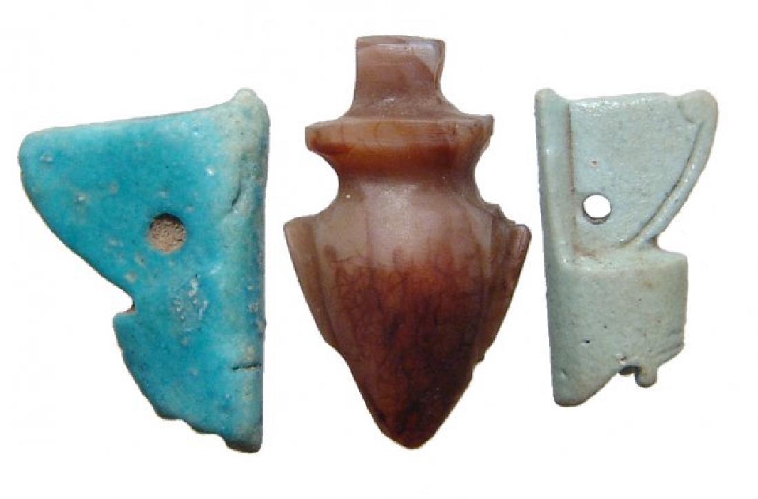 Nice trio of Egyptian faience and stone amulets (1 of 1)