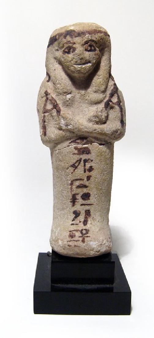 A nice Egyptian turquoise glazed faience ushabti (1 of 3)