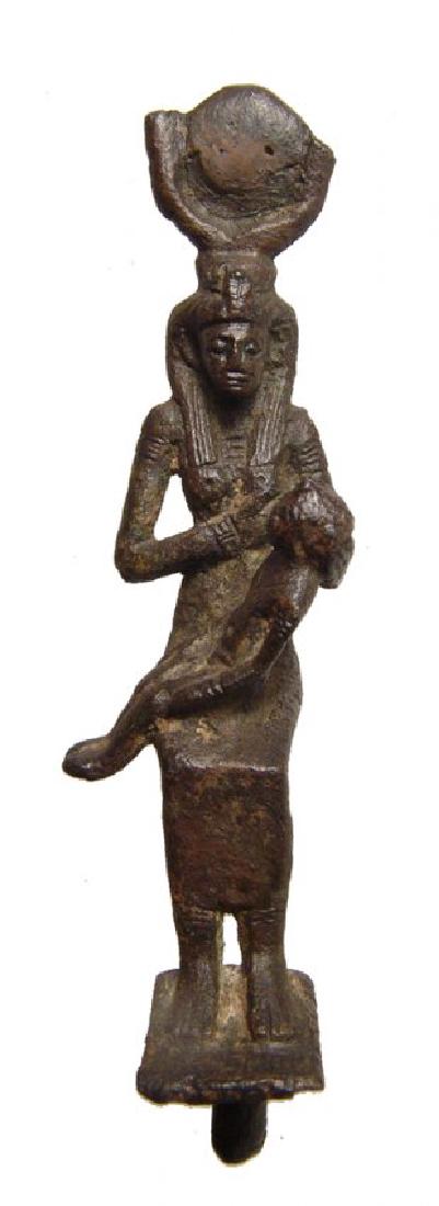 Detailed Egyptian bronze figure of Isis suckling Horus (1 of 5)