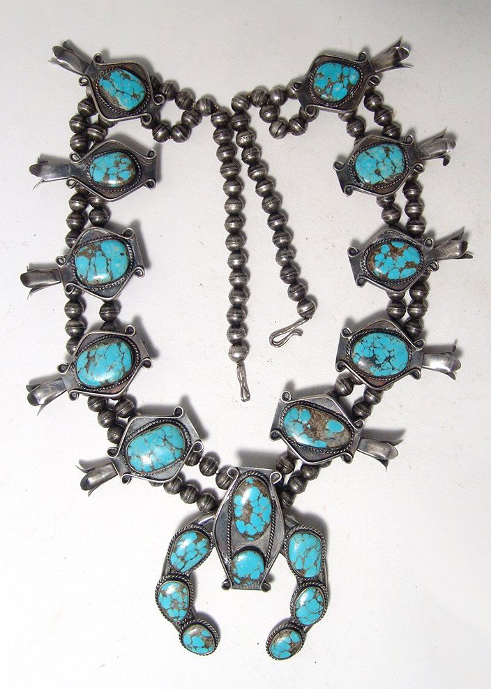 A gorgeous Navajo silver and turquoise necklace (1 of 4)