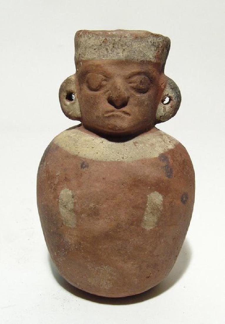 Pre-Columbian ceramic jug in form of seated lord (1 of 3)