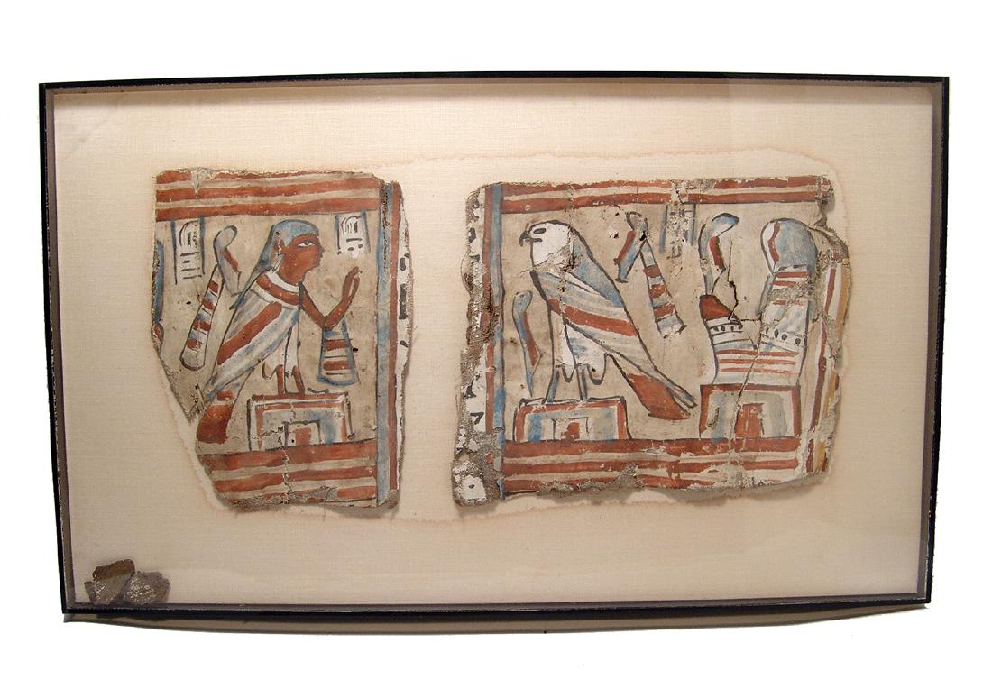 A lovely framed set of Egyptian cartonnage panels (1 of 3)