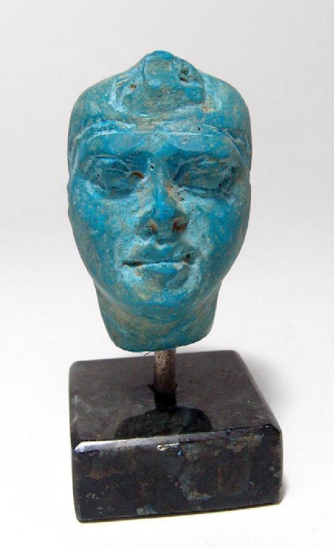 A stunning Egyptian blue composition head of a man (1 of 5)