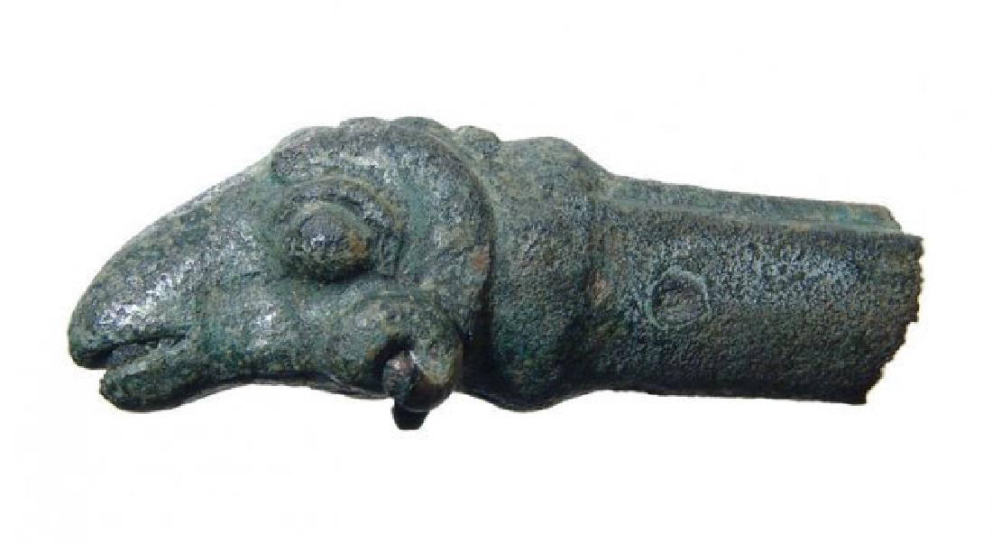A Roman bronze ram-headed patera handle terminal (1 of 4)