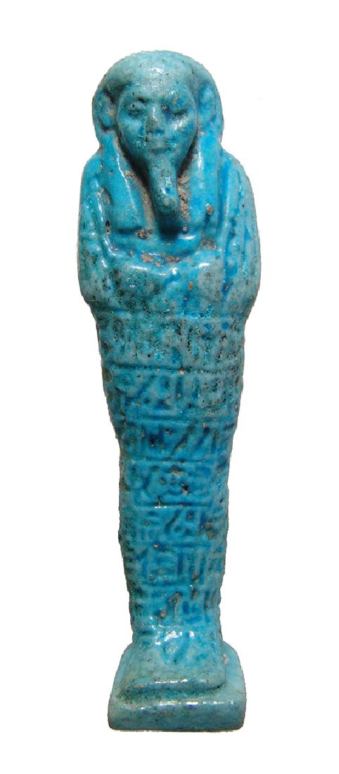Attractive Egyptian faience ushabti, 30th Dynasty (1 of 3)