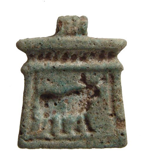 Egyptian plaque depicting Apis Bull within a shrine (1 of 2)
