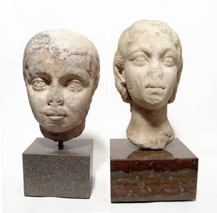 Pair of Roman Imperial portrait heads, Severan Dynasty