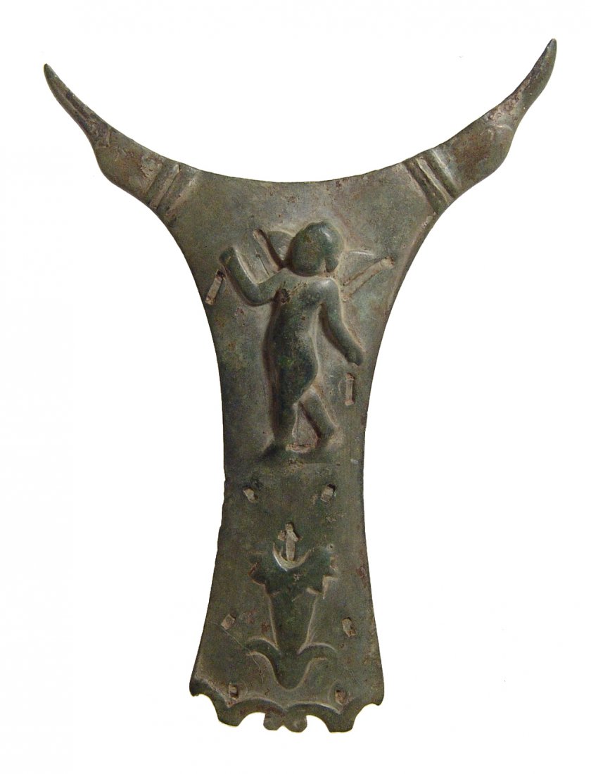 A lovely Roman bronze handle for a patera (phiale) (1 of 3)