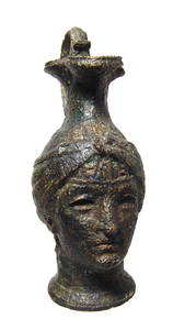 Fantastic Roman bronze olpe in form of a female head