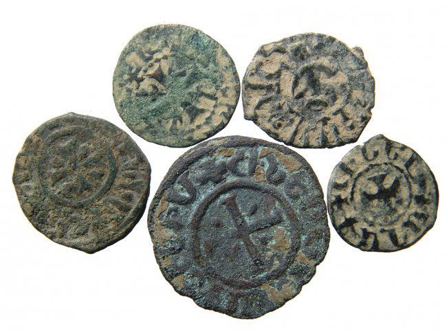 A group of 5 Medieval Armenian coins, Cilician (1 of 2)