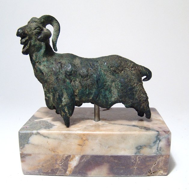 A wonderful Roman bronze figure of a horned goat (1 of 4)