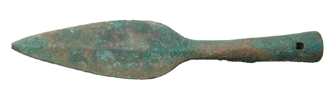 Chinese bronze spear point, Late Warring States - Qin (1 of 2)