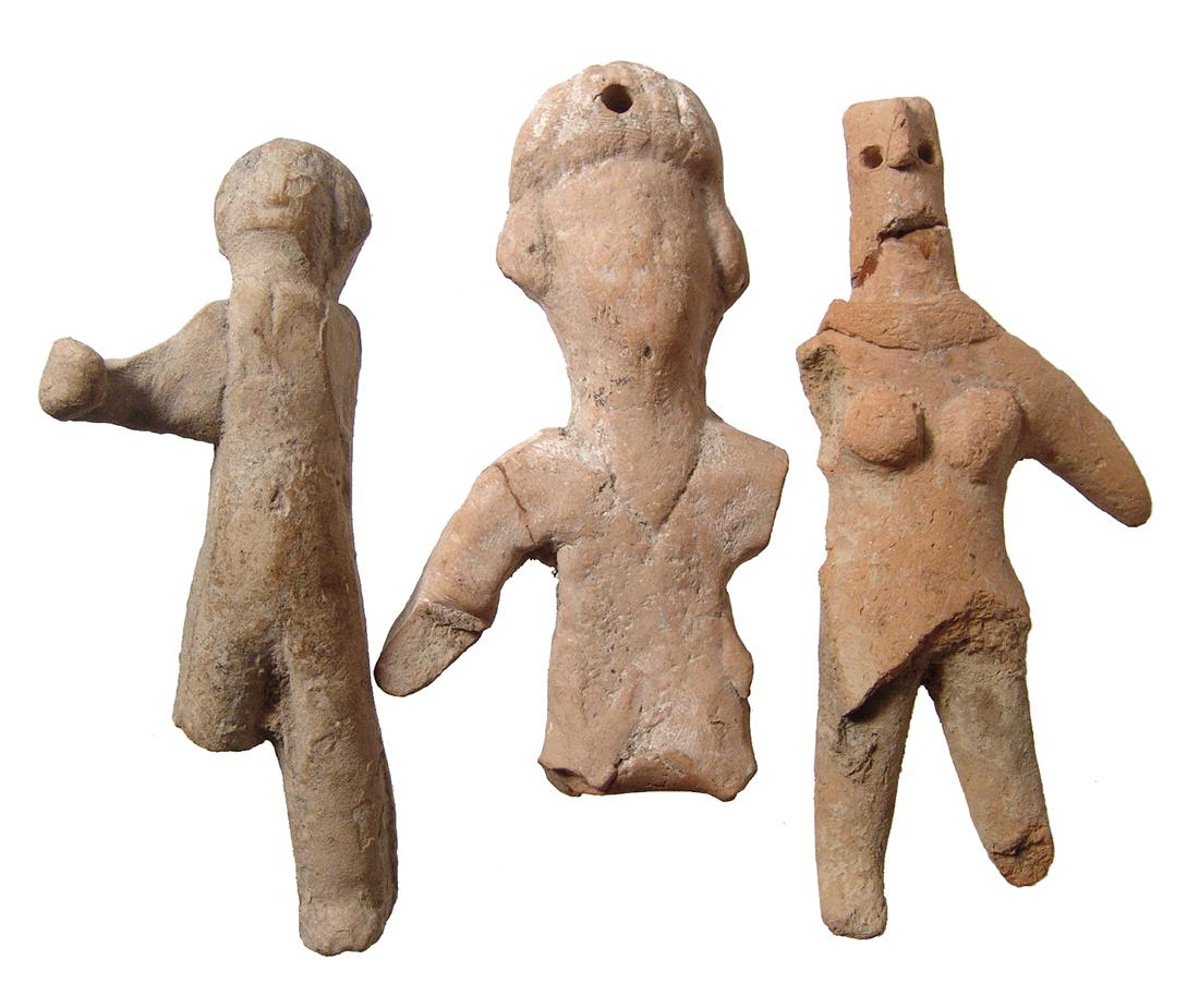 A group of 3 ancient terracotta figurines (1 of 2)