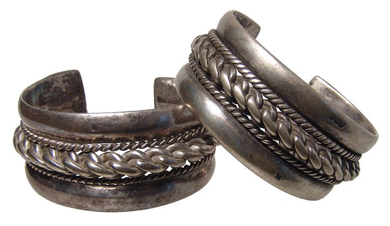 A pair of antique silver bracelets, Holy Land (1 of 3)