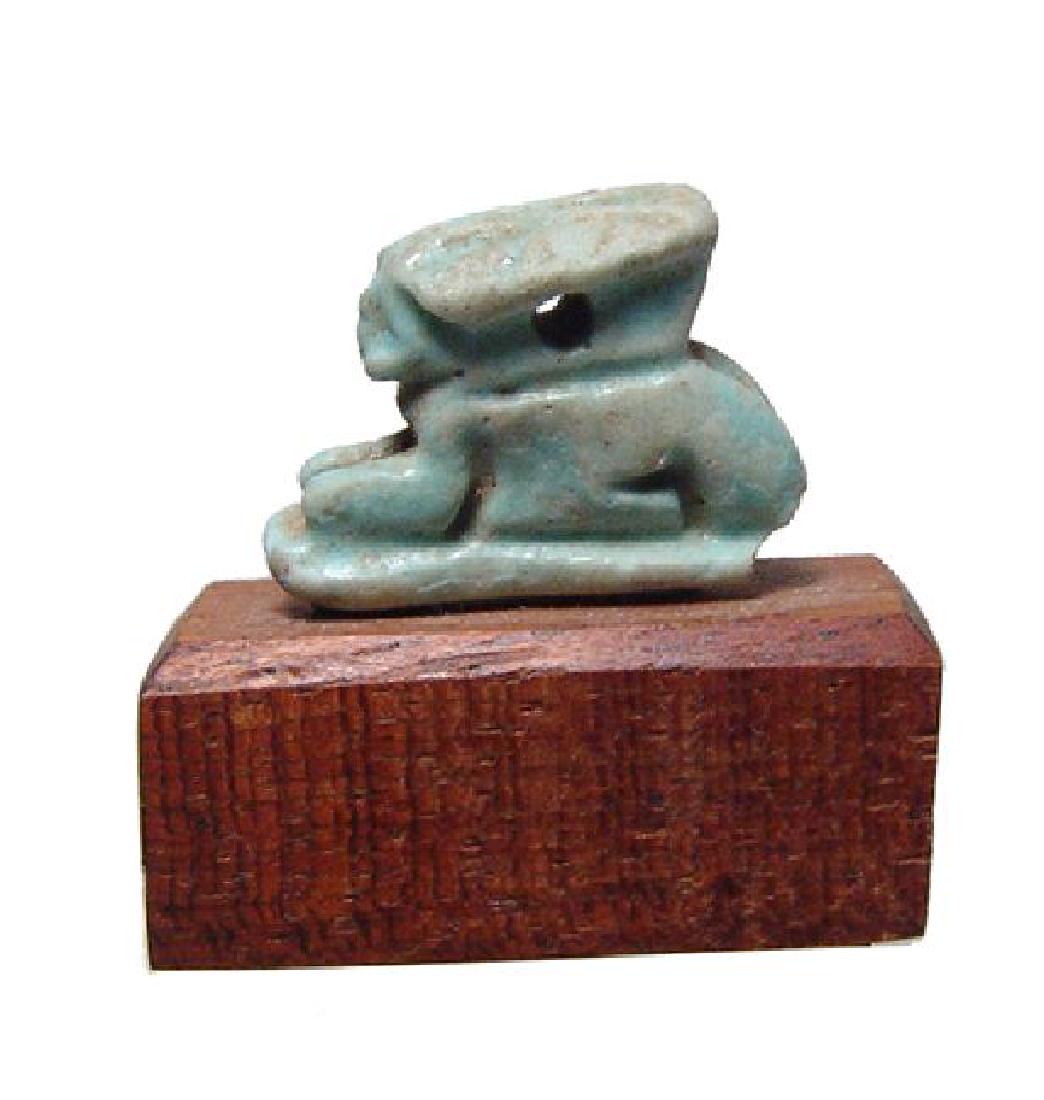 Egyptian turquoise glazed faience amulet of a hare (1 of 3)
