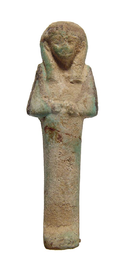 Egyptian faience bicolor ushabti, 3rd Intermediate (1 of 3)