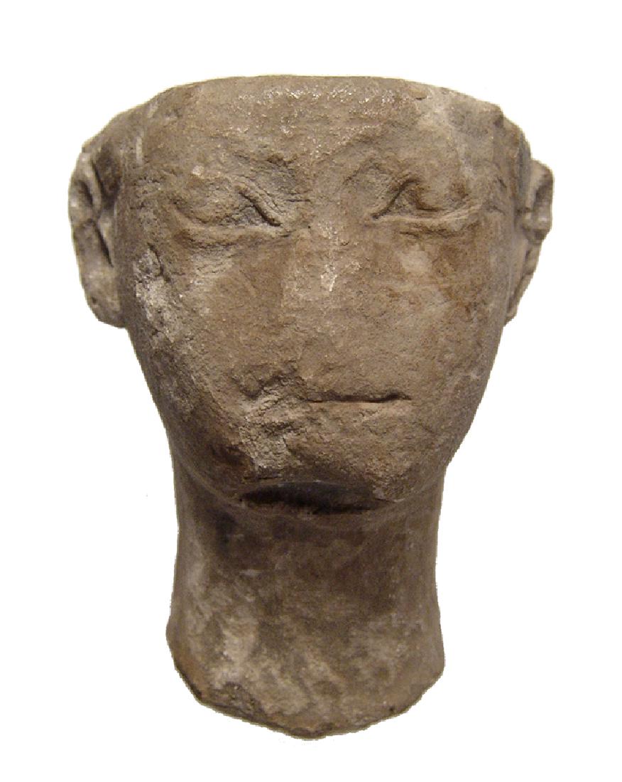 Egyptian limestone head of Pharaoh, Late Period (1 of 4)