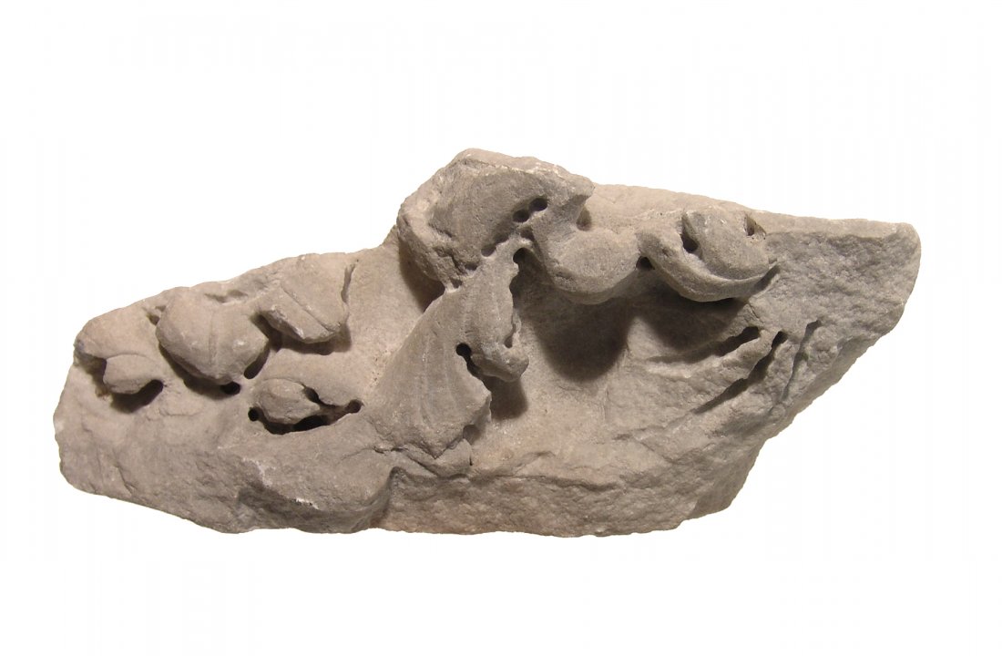 Roman marble architectural fragment with floral motif (1 of 3)