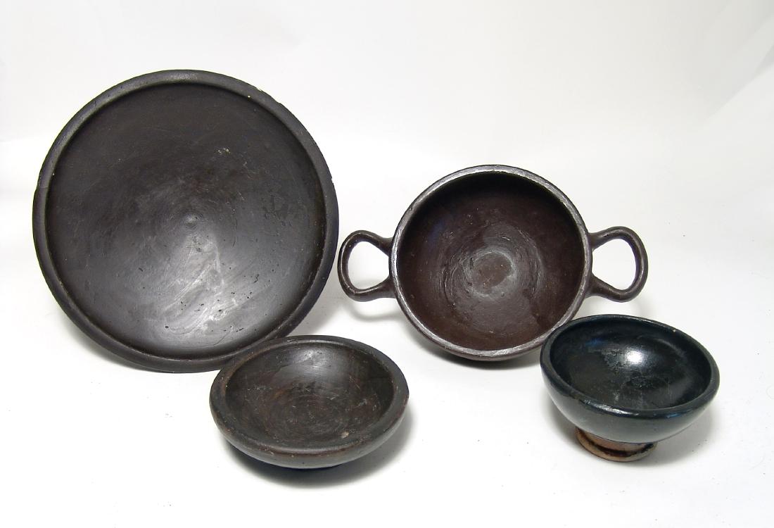 A group of 4 Greek black-ware pottery vessels (1 of 4)