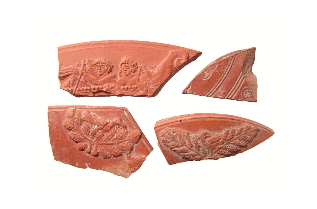 Group of 4 Roman terra sigillata pottery fragments (1 of 1)