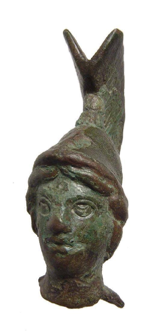 A large Roman bronze head of Mars (1 of 4)