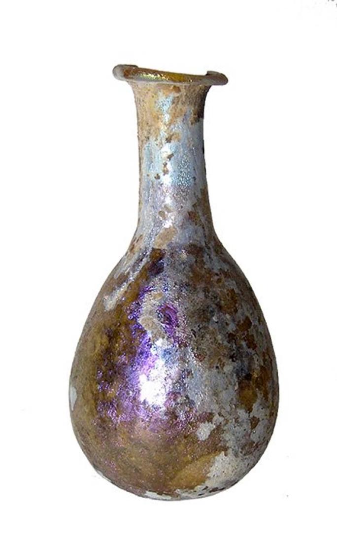 A nice Roman pale-yellow glass bottle (1 of 3)