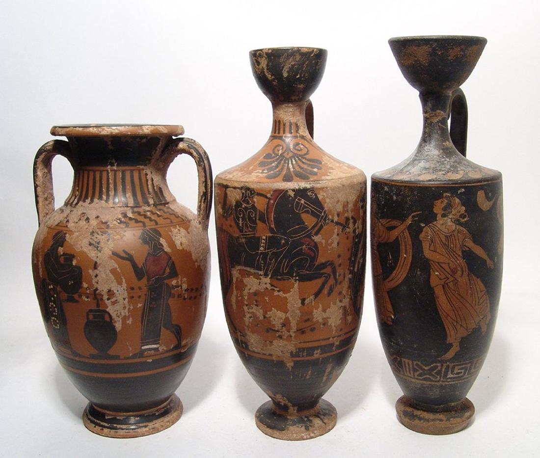 Trio of ancient Greekstyle pottery reproductions