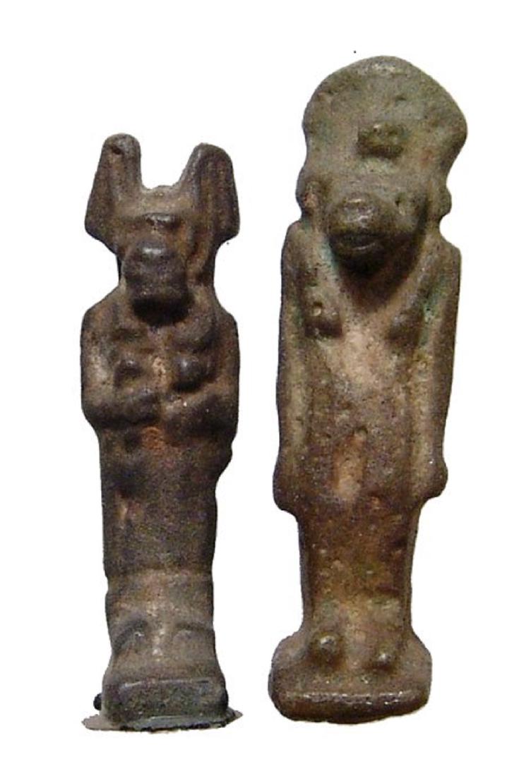 A lovely pair of 2 nice Egyptian green faience amulets (1 of 2)