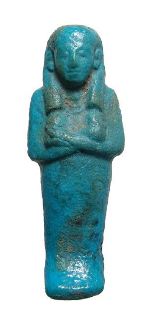 A nice Egyptian turquoise glazed faience ushabti (1 of 3)