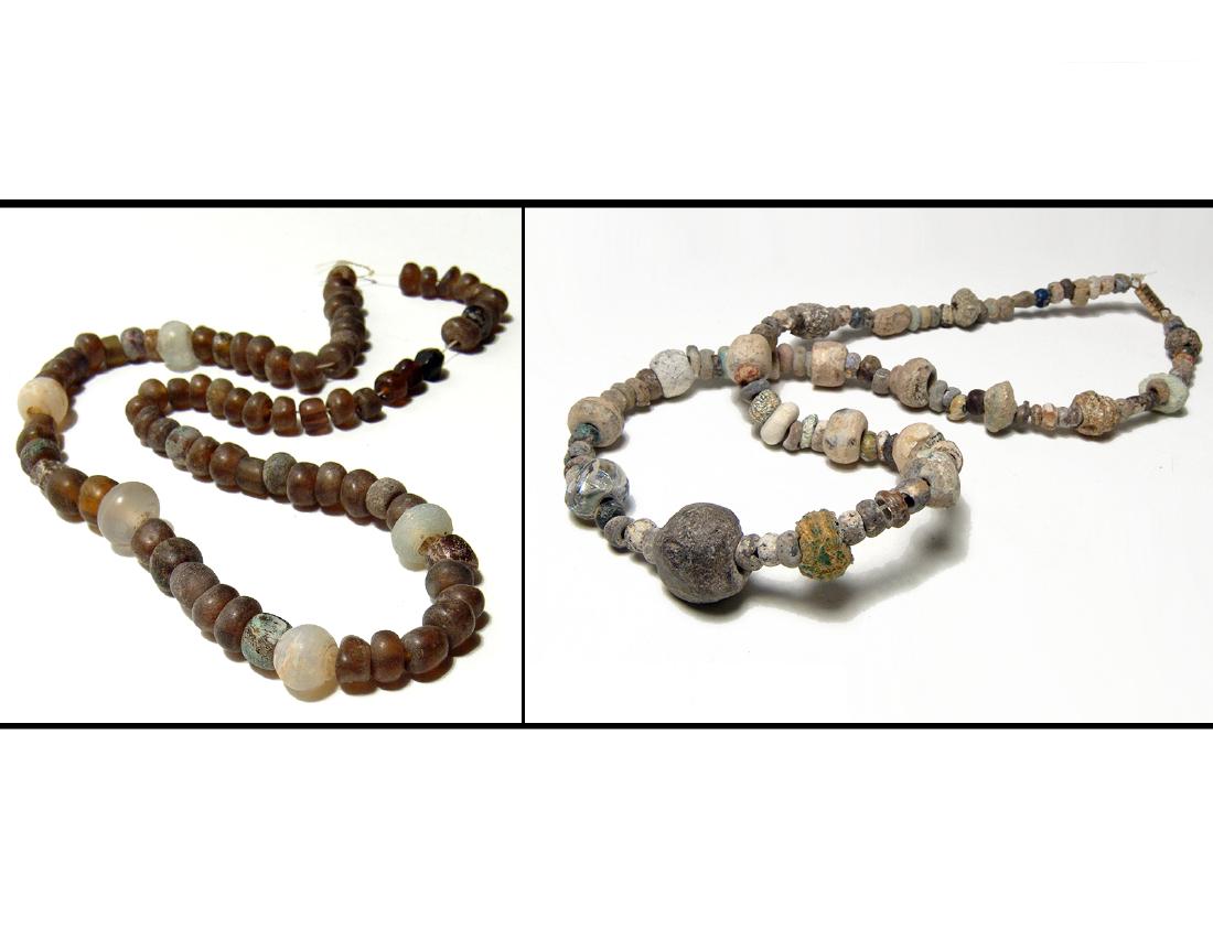 Two nice strands of ancient stone and glass beads (1 of 5)