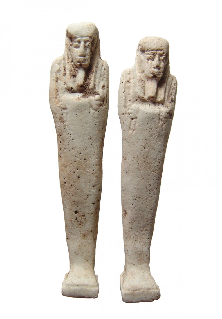 A nice pair of Egyptian faience ushabtis (1 of 2)