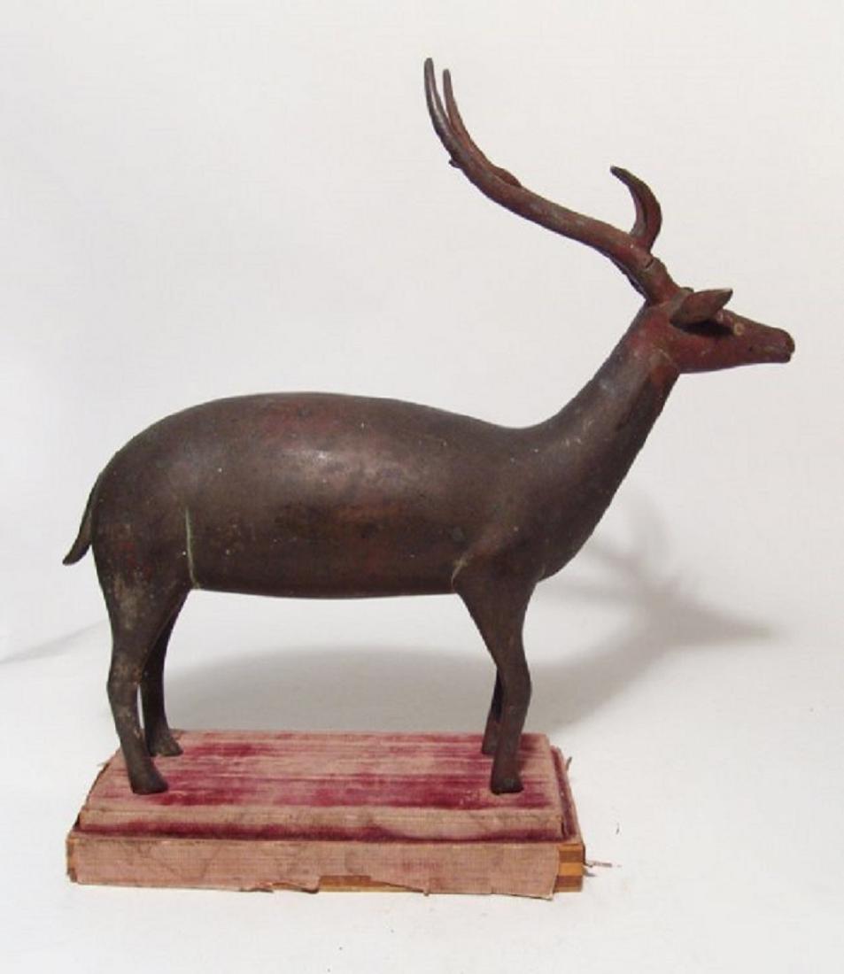 An wonderful antique bronze figure of a stag (1 of 6)