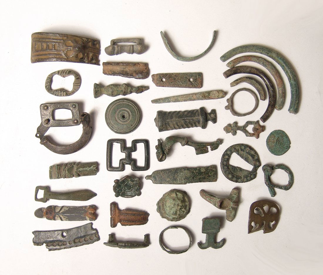 A mixed group of 37+ Roman - Medieval bronze objects (1 of 2)