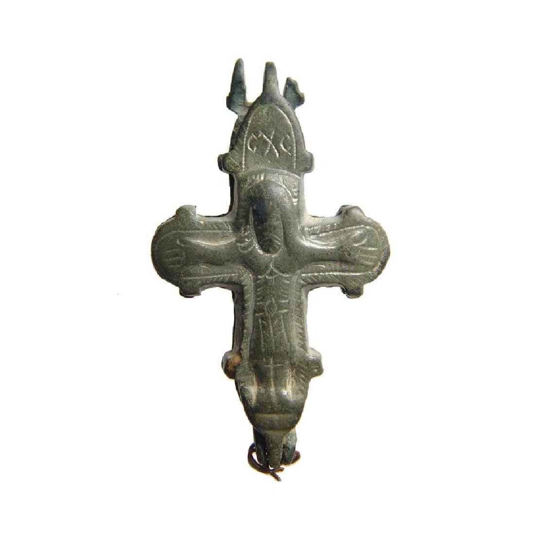 Byzantine bronze reliquary cross depicting Christ (1 of 2)