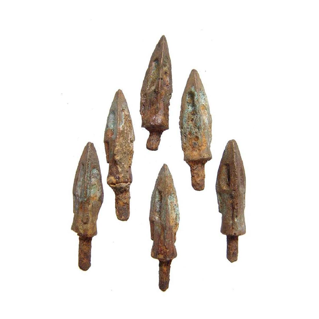 A lot of 6 Chinese bronze arrow or ballista points (1 of 3)