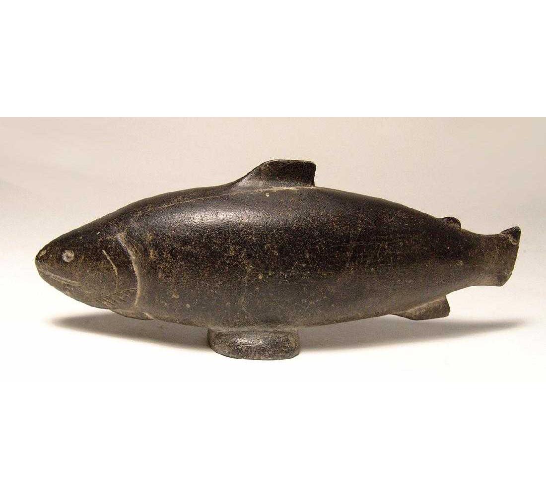 A nicely carved Inuit black steatite fish charm (1 of 6)