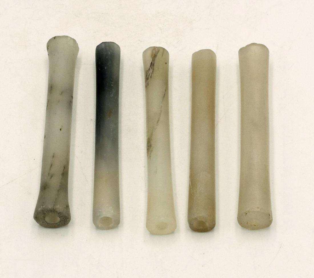 5 excellent Calima crystal tube beads from Colombia (1 of 2)