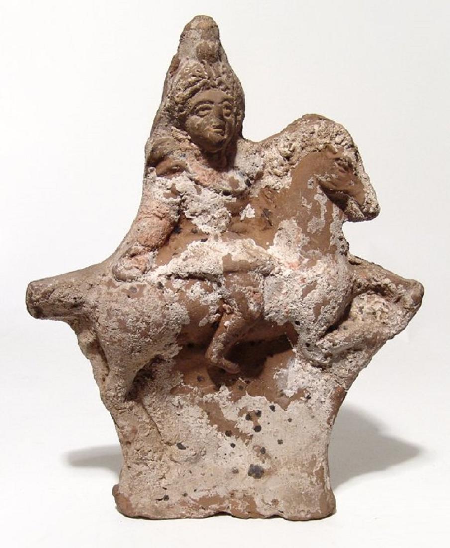 Egyptian terracotta figure of Harpokrates on horseback (1 of 2)
