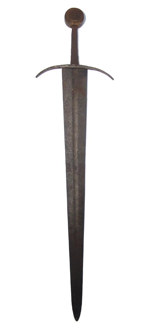Wellpreserved iron broad sword, Oakeshott Type XIV