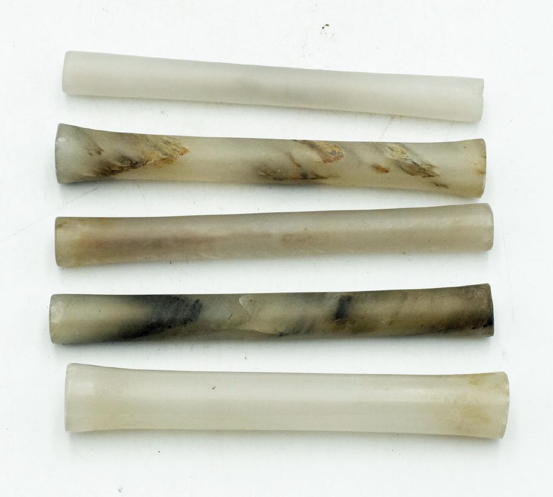 5 excellent Calima crystal tube beads from Colombia (1 of 2)