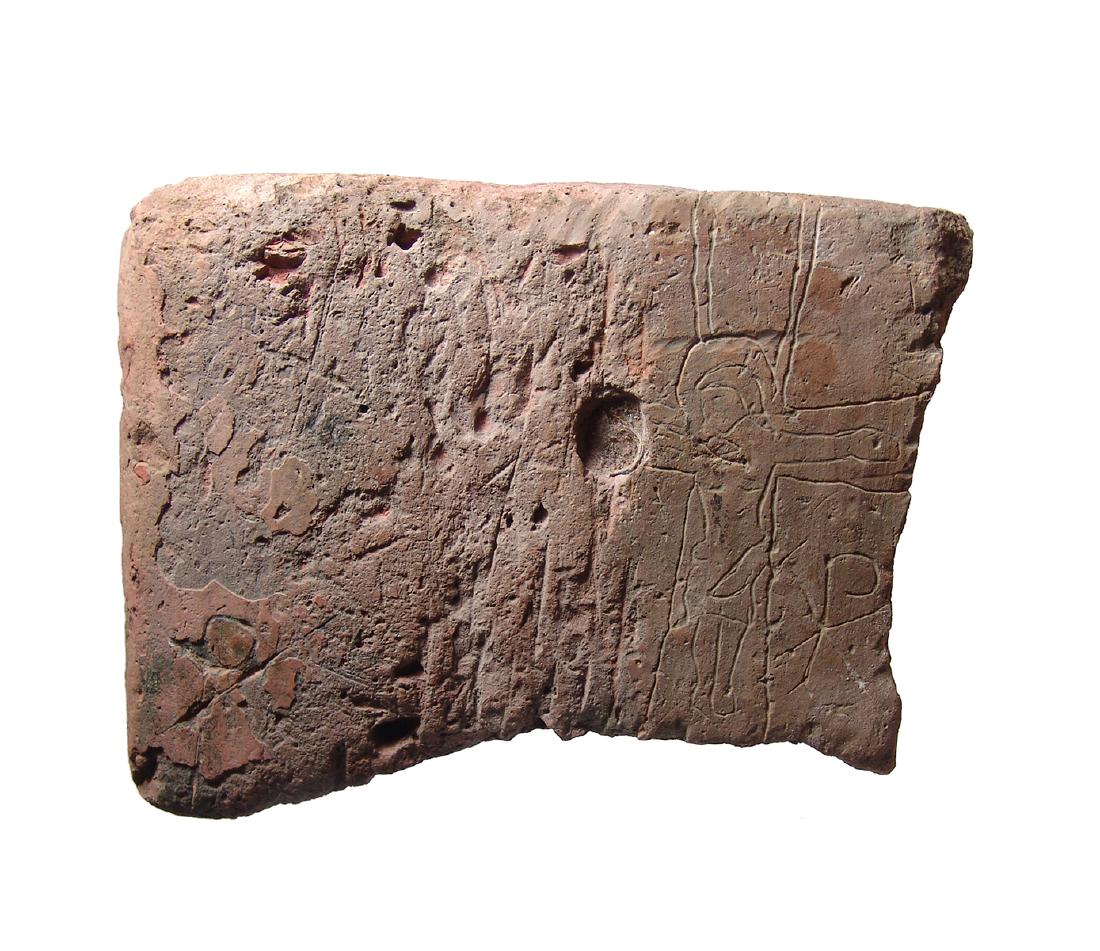 Large Medieval terracotta tile, likely from a church (1 of 4)