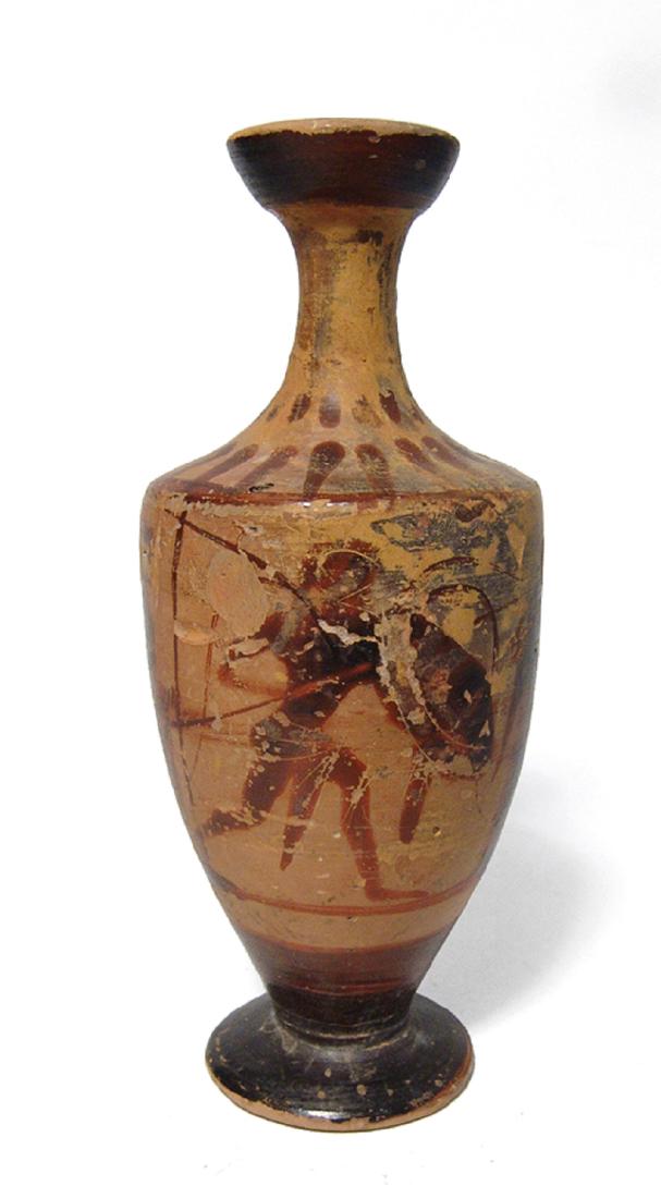 Greek black-figure lekythos depicting three figures (1 of 4)